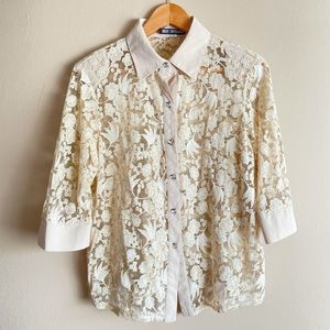 Bobby Novenario Floral Lace Blouse